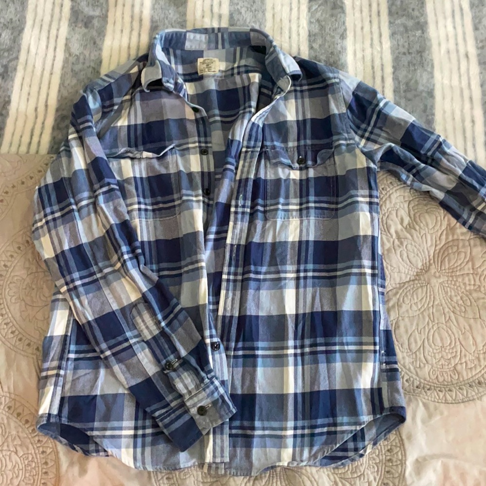 J. Crew blue plaid casual flannel